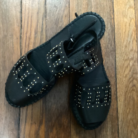 McQ by Alexander McQueen black studded Espadrille Sandal - Picture 2 of 7